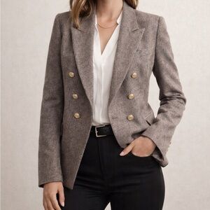 Olivvi NWT Tan Blazer Jacket, Gold Logo Button, Size L